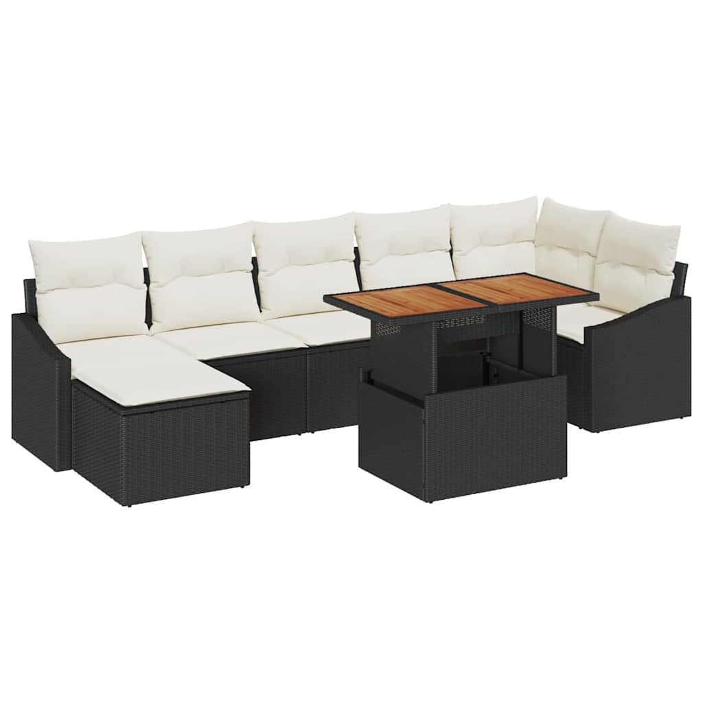 Garten-Sofa-Set 8 stk. Schwarz Poly Rattan