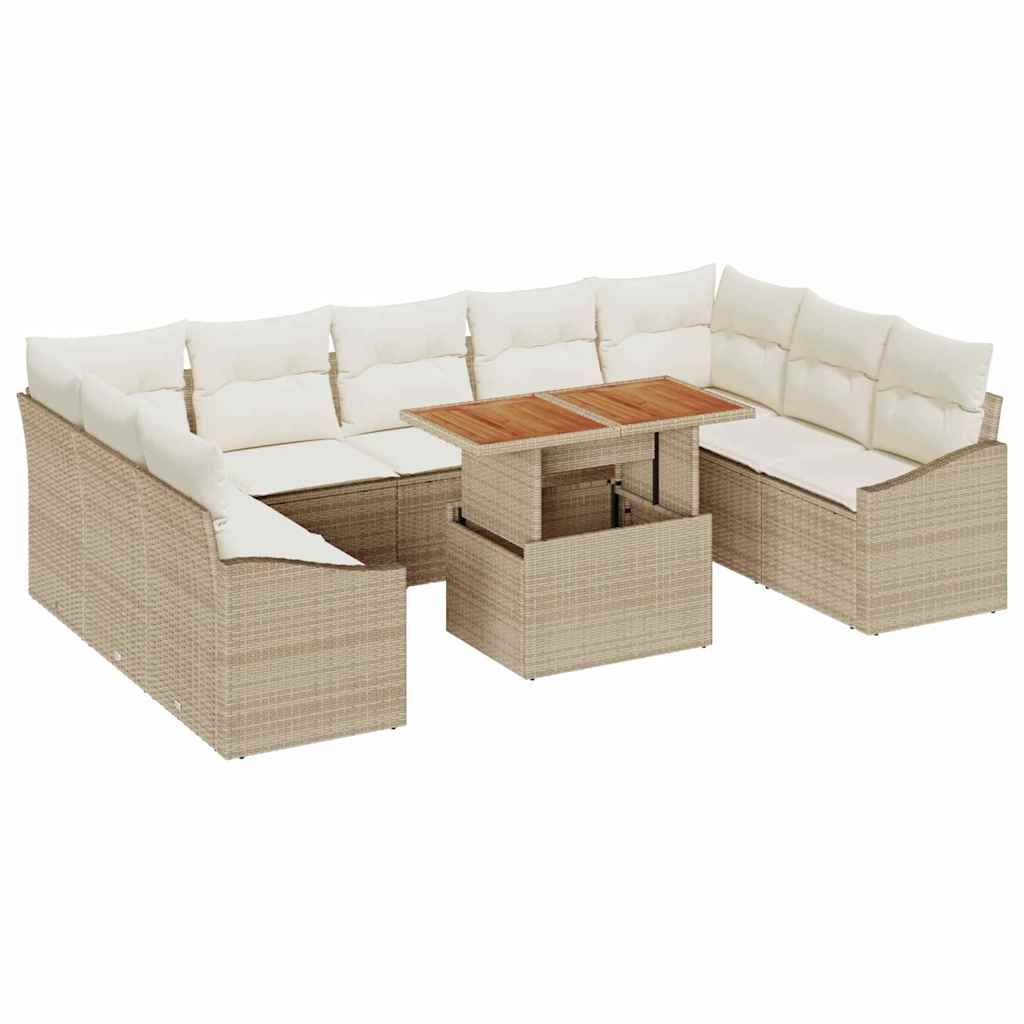 Garten-Sofa-Set 10 stk. Beige Poly Rattan