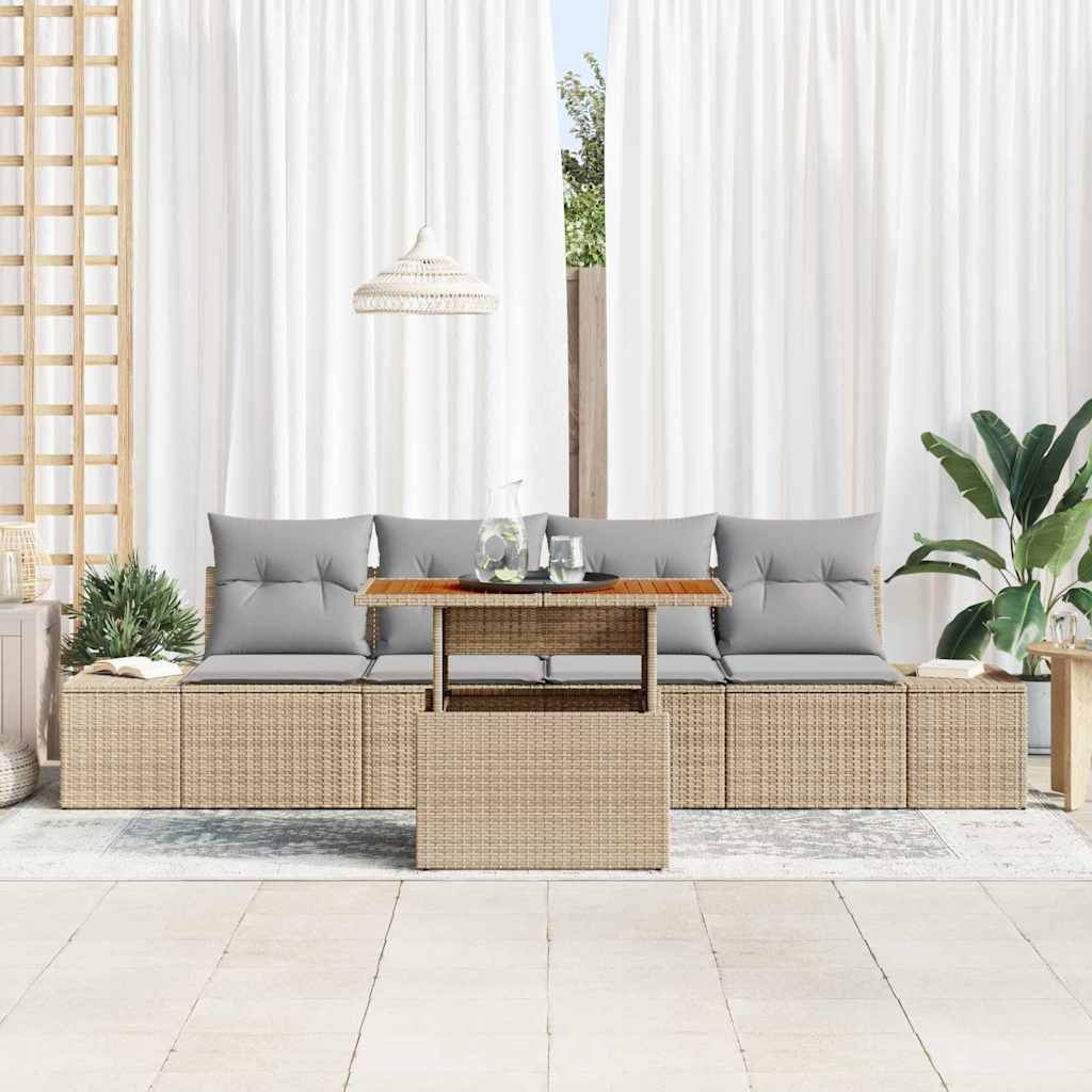 Garten-Sofa-Set 5 stk. Beige Poly Rattan