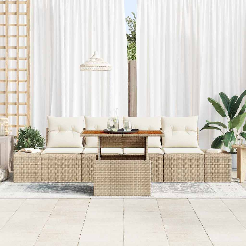 Garten-Sofa-Set 5 stk. Beige Poly Rattan