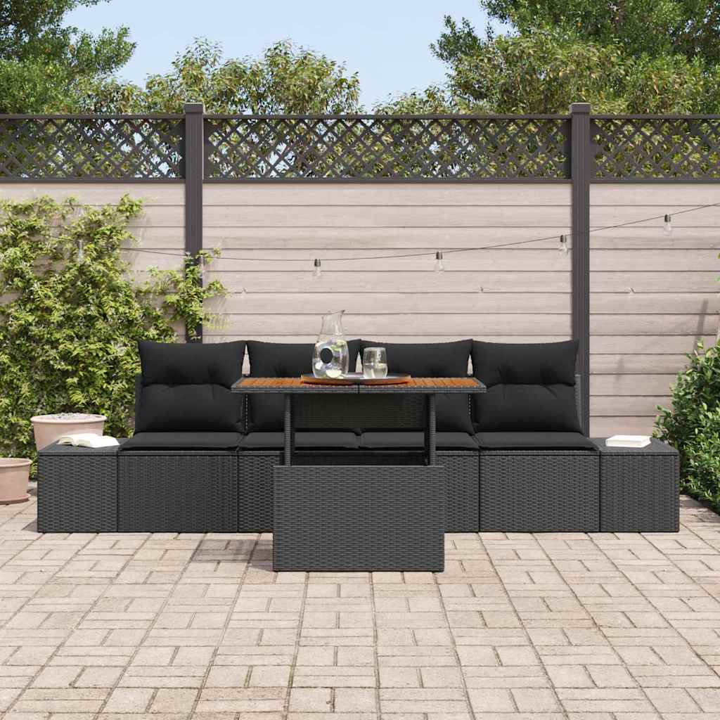Garten-Sofa-Set 5 stk. Schwarz Poly Rattan