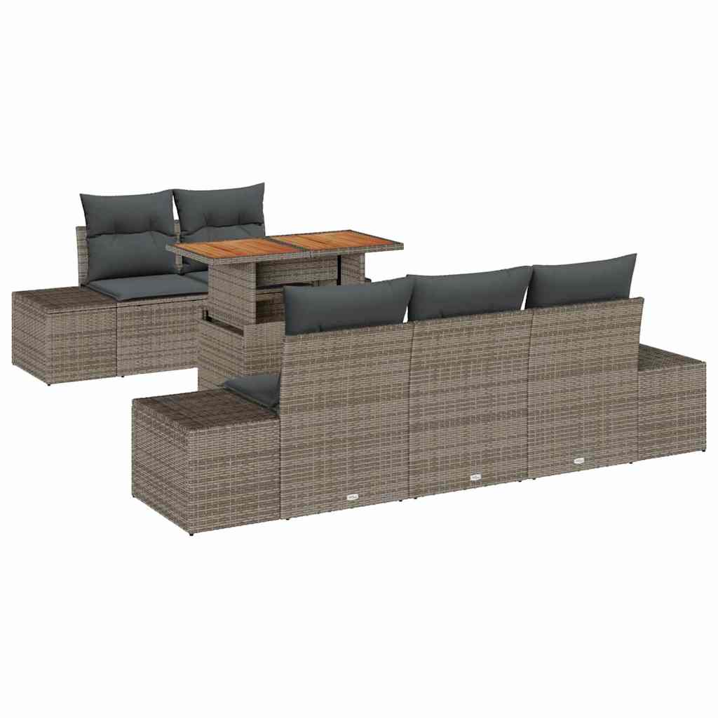 Garten-Sofa-Set 6 stk. Grau Poly Rattan