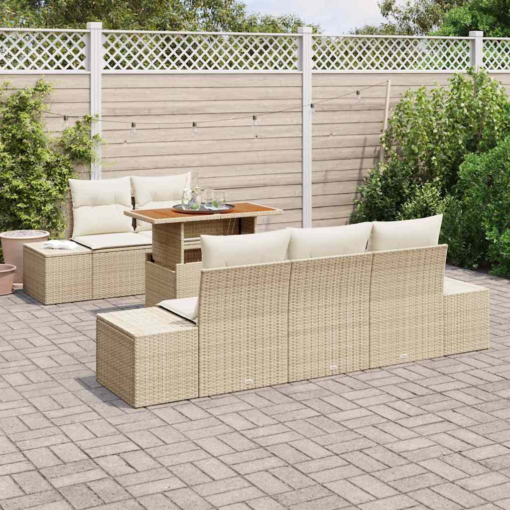 Garten-Sofa-Set 6 stk. Beige Poly Rattan