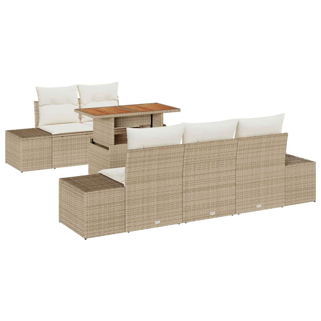 Garten-Sofa-Set 6 stk. Beige Poly Rattan