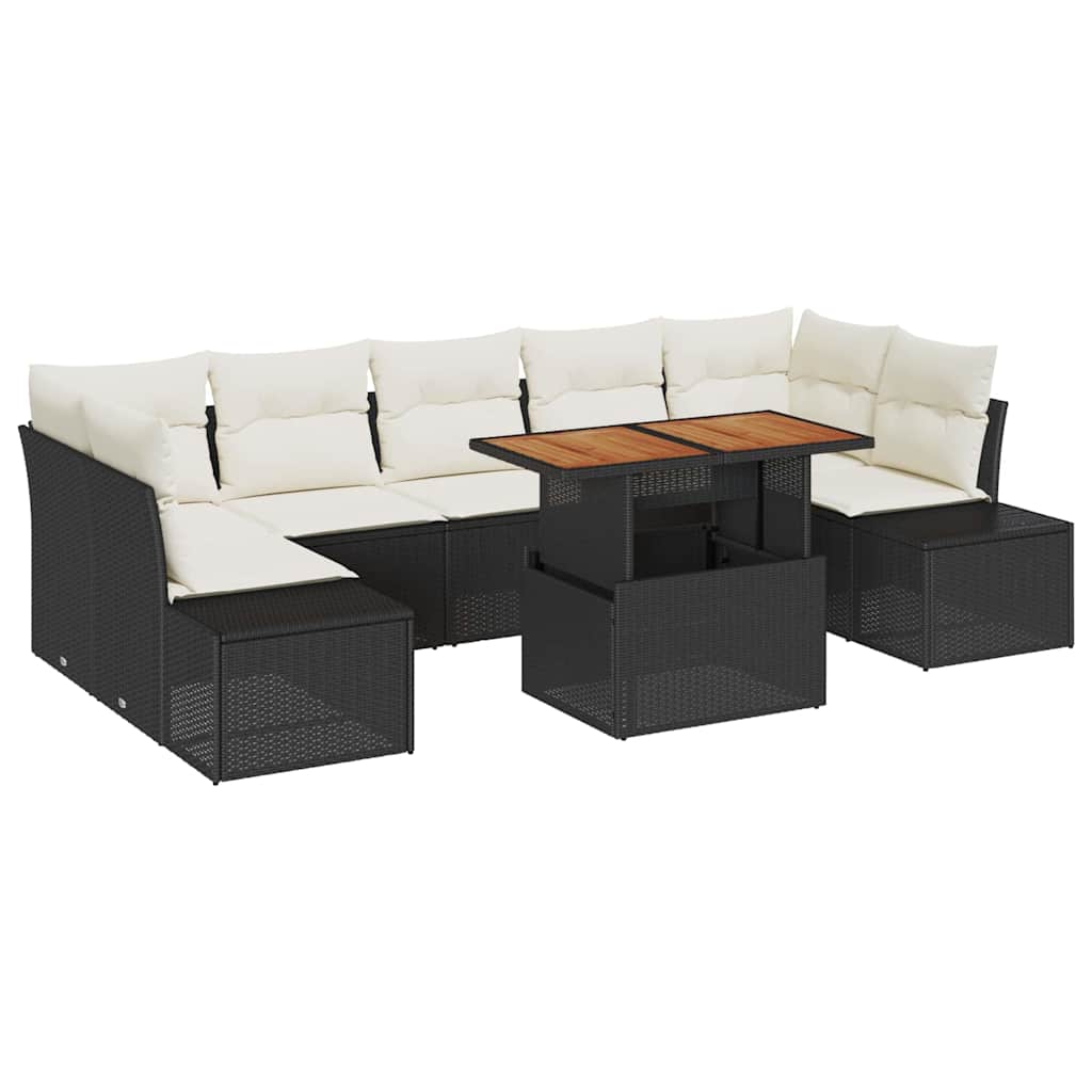 Garten-Sofa-Set 8 Stk. Schwarz Poly Rattan