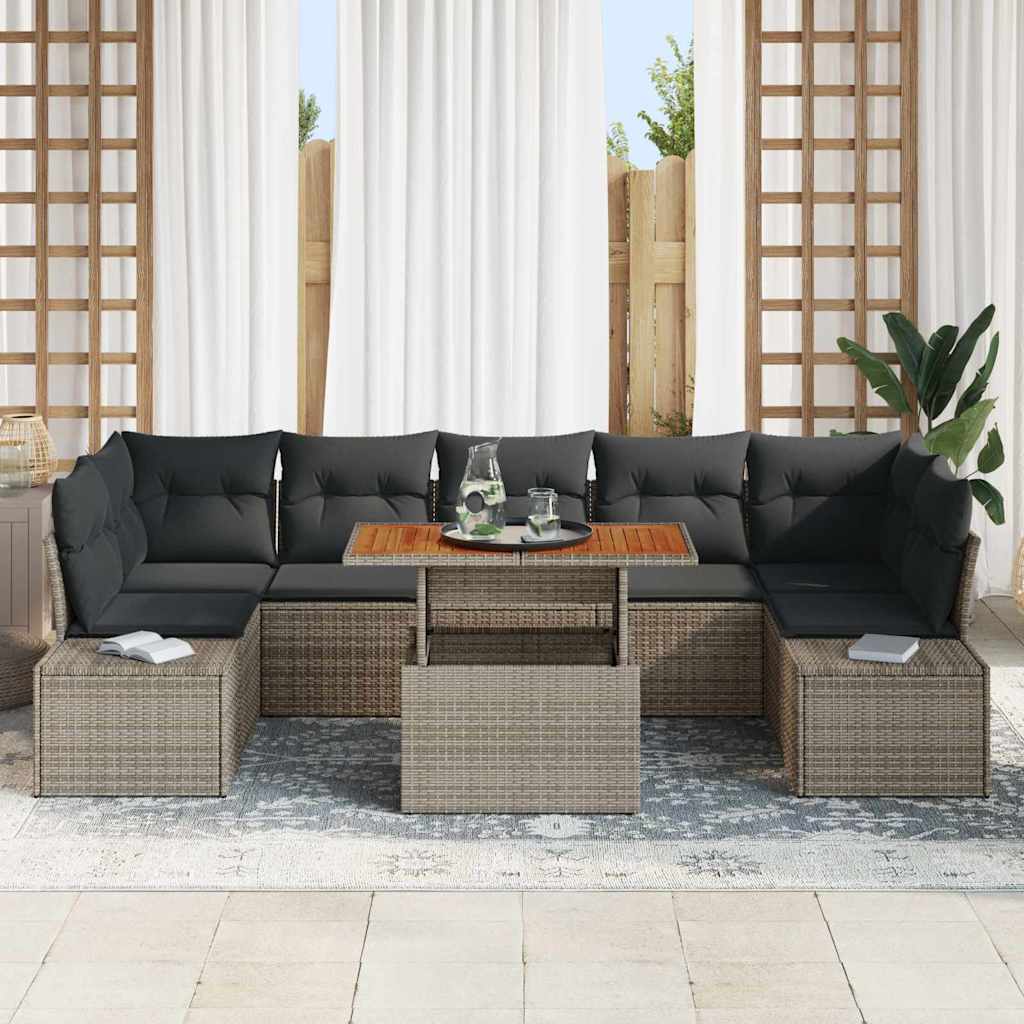 Garten-Sofa-Set 8 Stk. Grau Poly Rattan