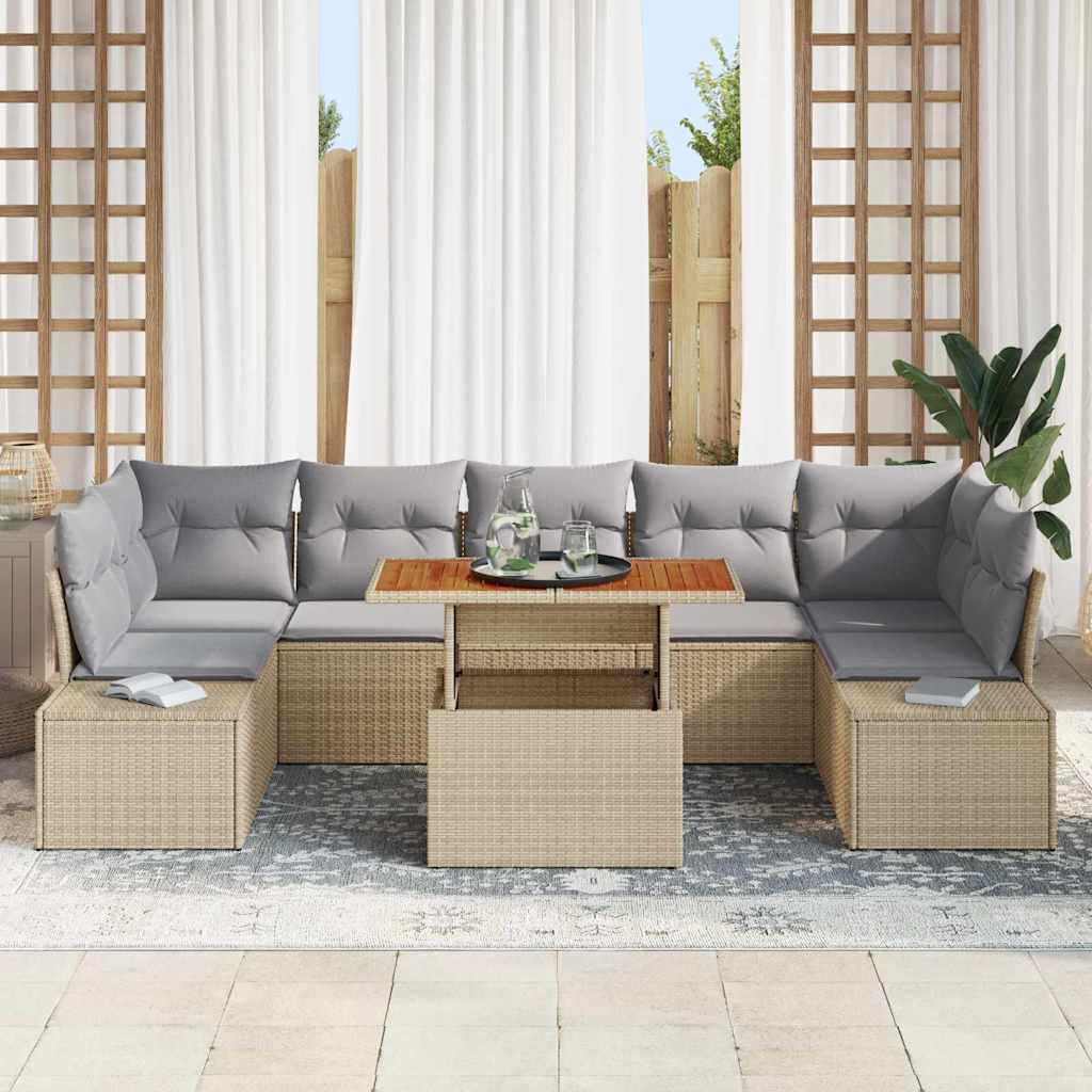 Garten-Sofa-Set 8 Stk. Beige Poly Rattan