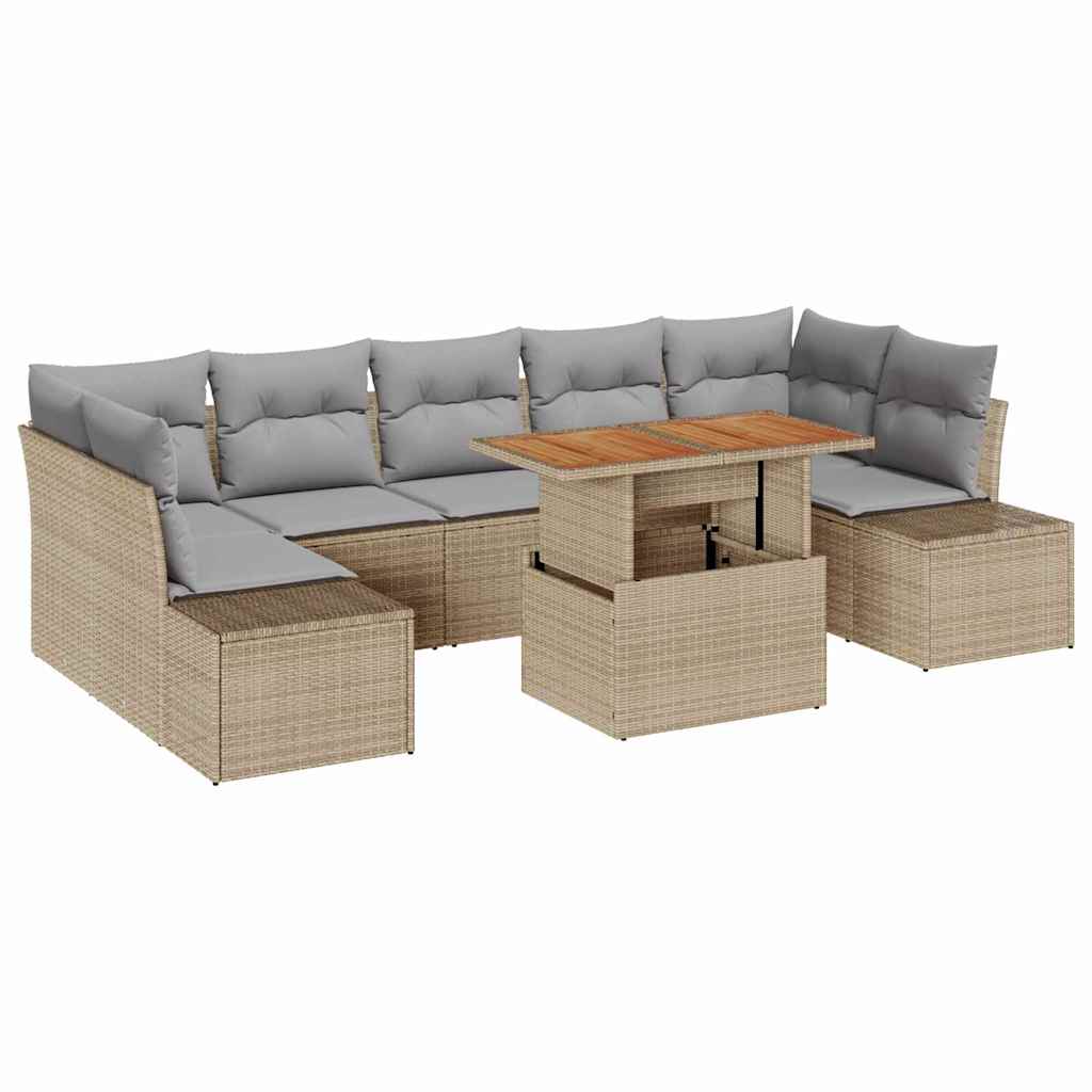 Garten-Sofa-Set 8 Stk. Beige Poly Rattan