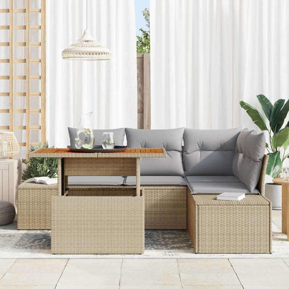 Garten-Sofa-Set 5 stk. Beige Poly Rattan