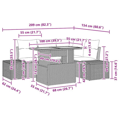 Garten-Sofa-Set 5 stk. Beige Poly Rattan