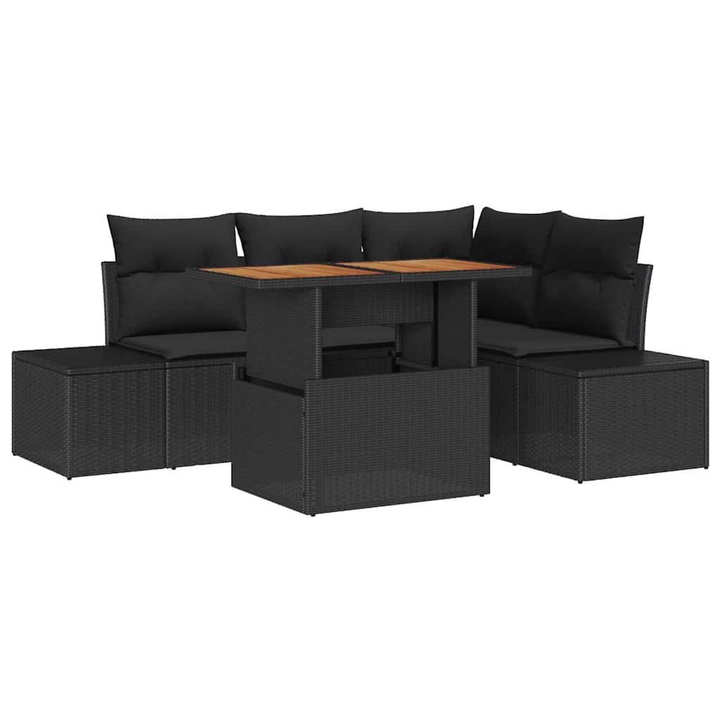 Garten-Sofa-Set 5 Stk. Schwarz Poly Rattan