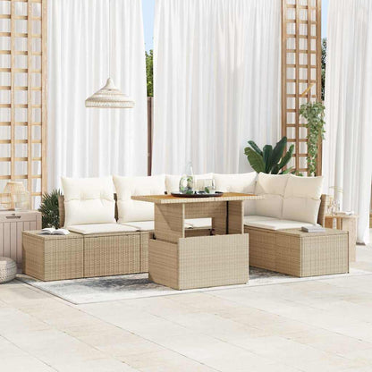 Garten-Sofa-Set 6 stk. Beige Poly Rattan