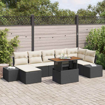Garten-Sofa-Set 8 stk. Schwarz Poly Rattan