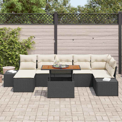 Garten-Sofa-Set 8 stk. Schwarz Poly Rattan