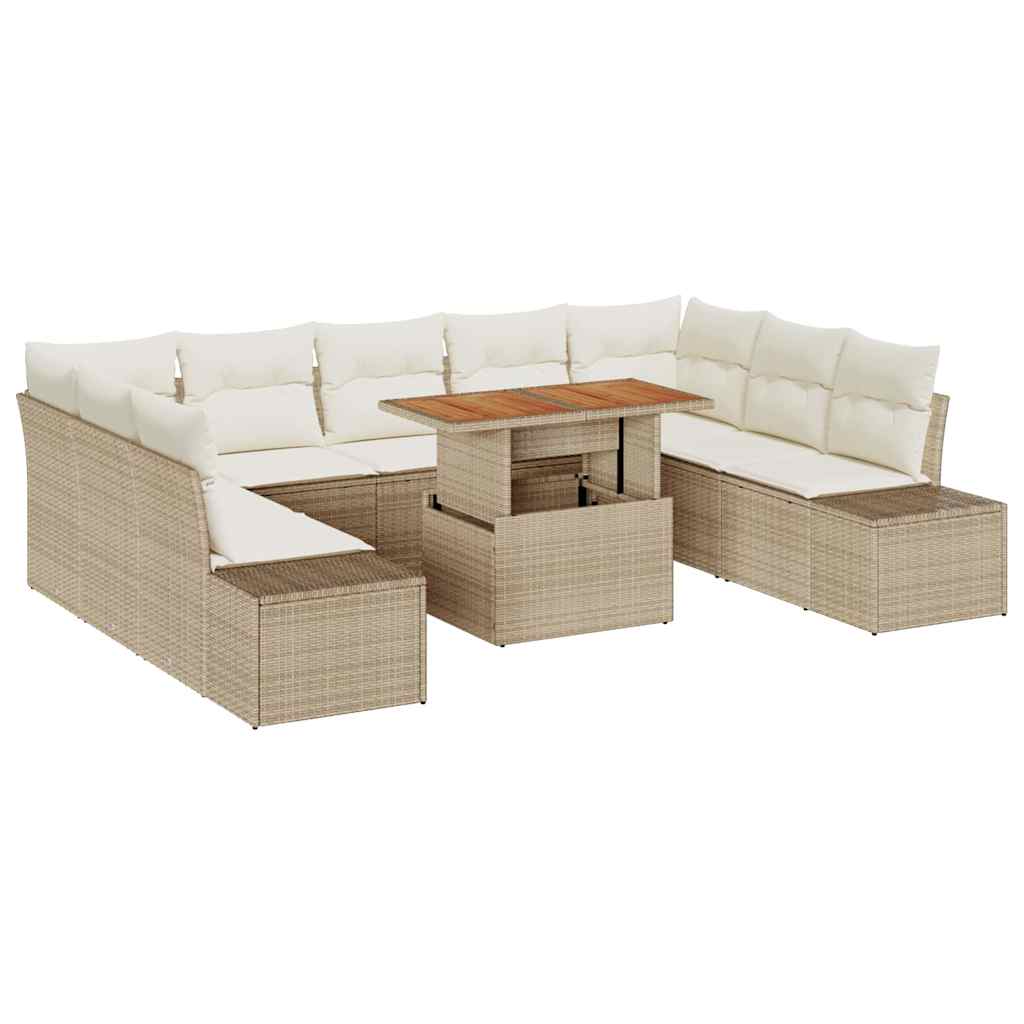 Garten-Sofa-Set 10 stk. Beige Poly Rattan