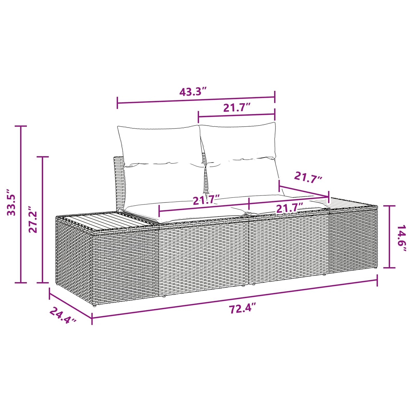 Garten-Sofa-Set 5 stk. Schwarz Poly Rattan