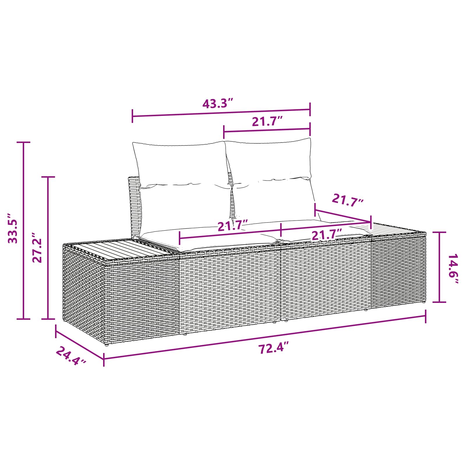 Garten-Sofa-Set 5 stk. Schwarz Poly Rattan