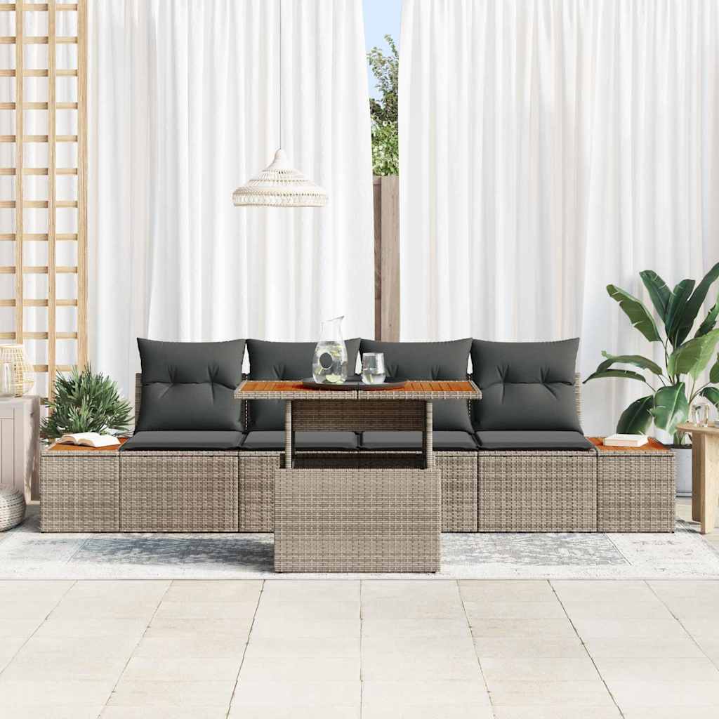 Garten-Sofa-Set 5 stk. Grau Poly Rattan