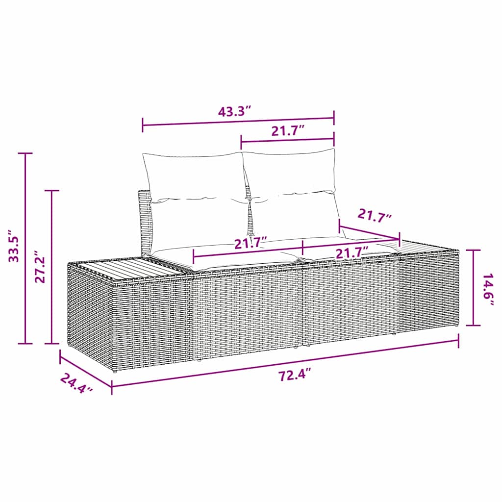 Garten-Sofa-Set 5 stk. Grau Poly Rattan