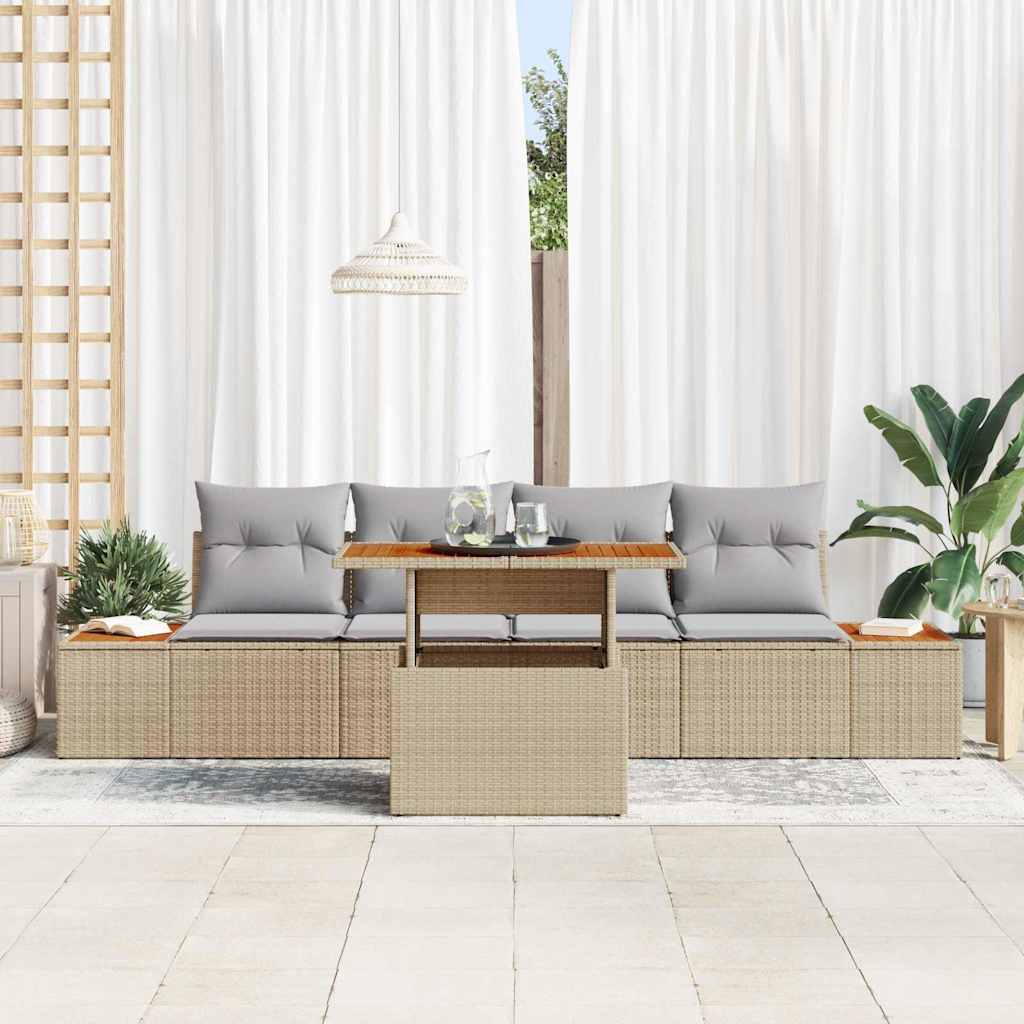 Garten-Sofa-Set 5 stk. Beige Poly Rattan