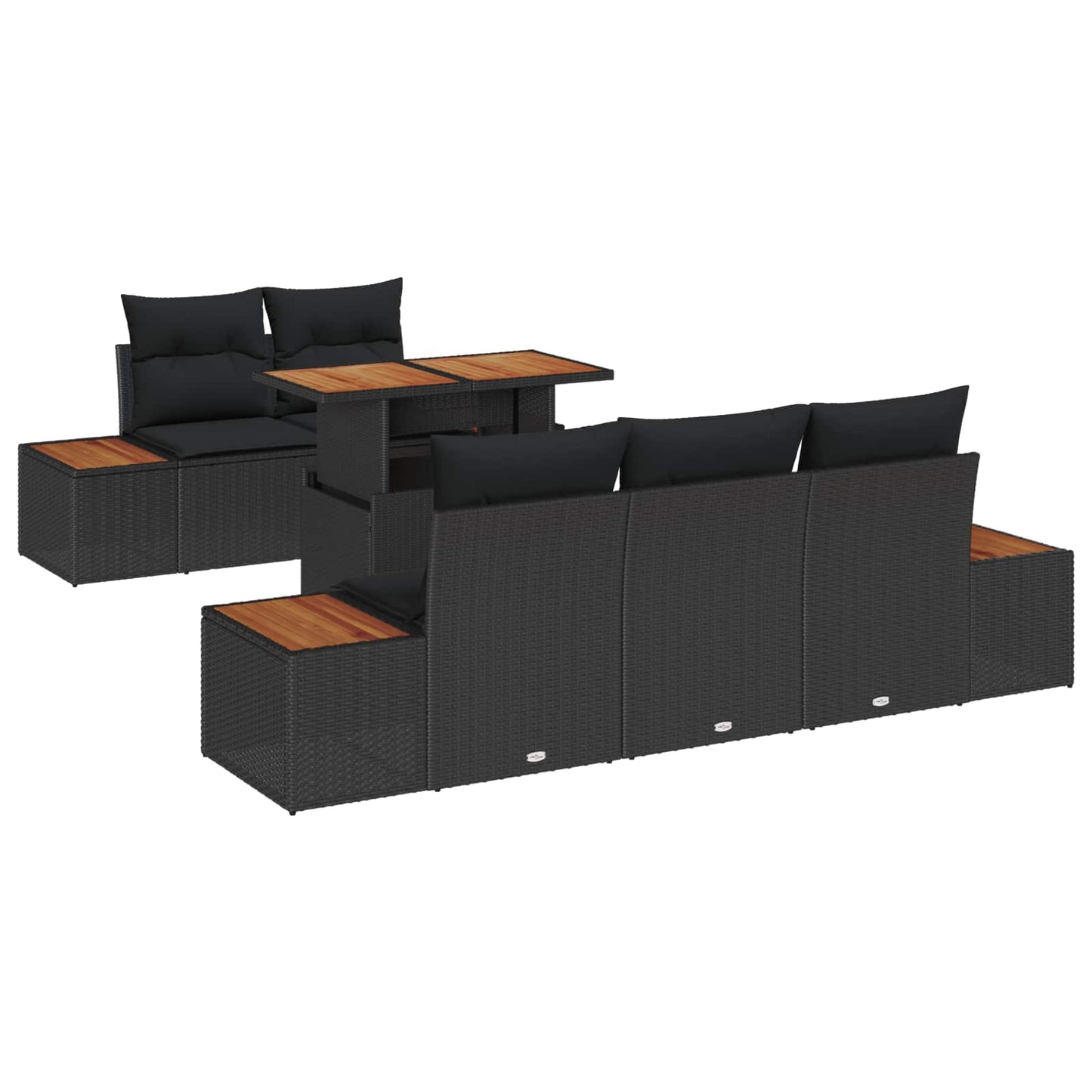 Garten-Sofa-Set 6 stk. Schwarz Poly Rattan