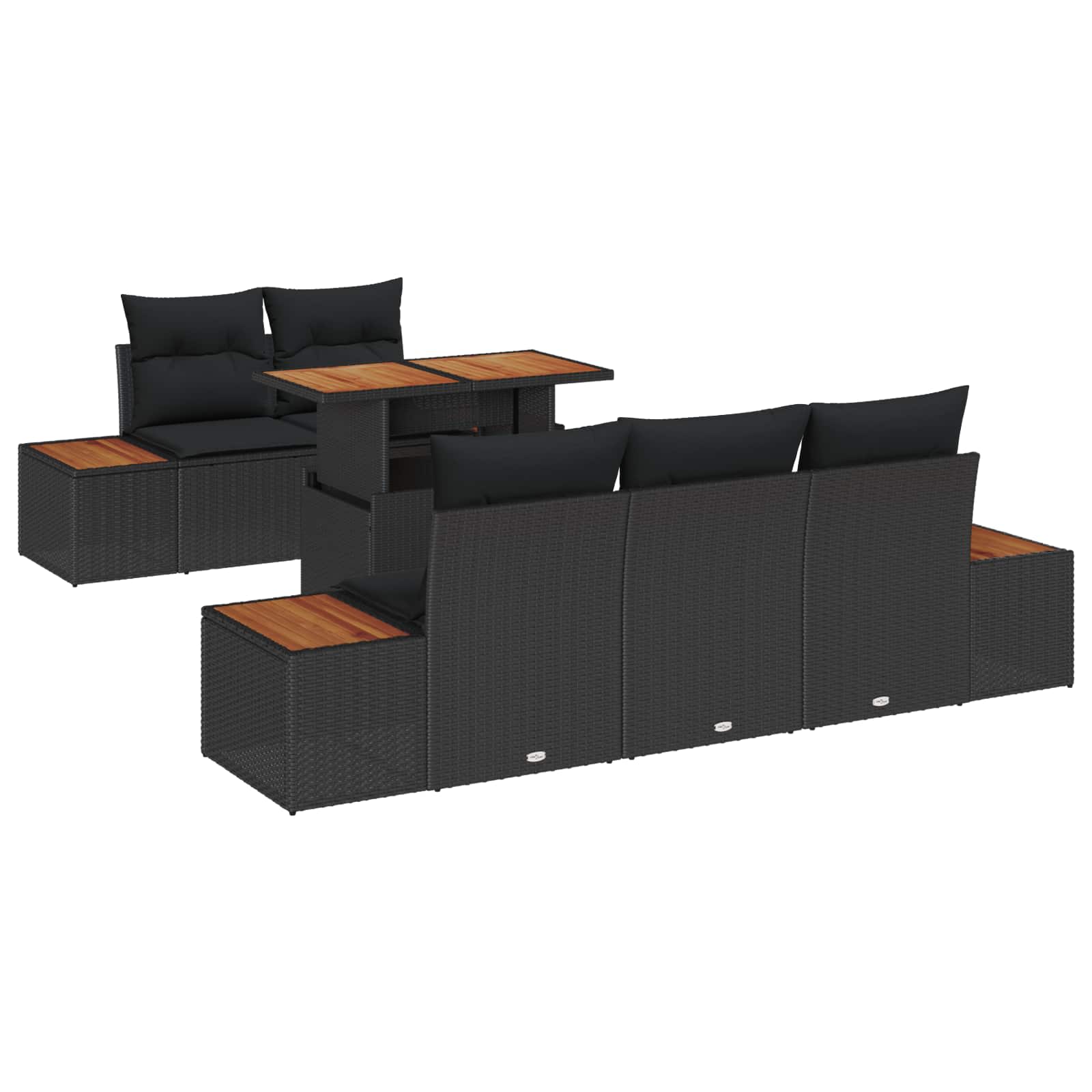 Garten-Sofa-Set 6 stk. Schwarz Poly Rattan