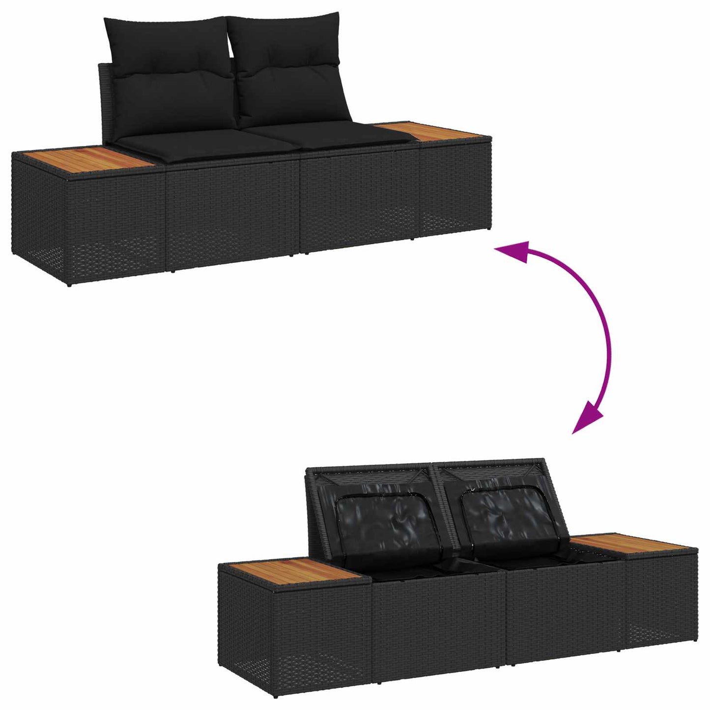 Garten-Sofa-Set 6 stk. Schwarz Poly Rattan
