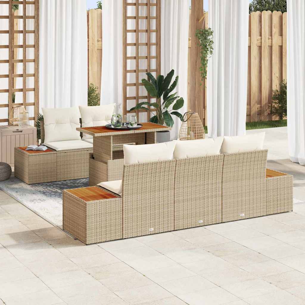 Garten-Sofa-Set 6 stk. Beige Poly Rattan