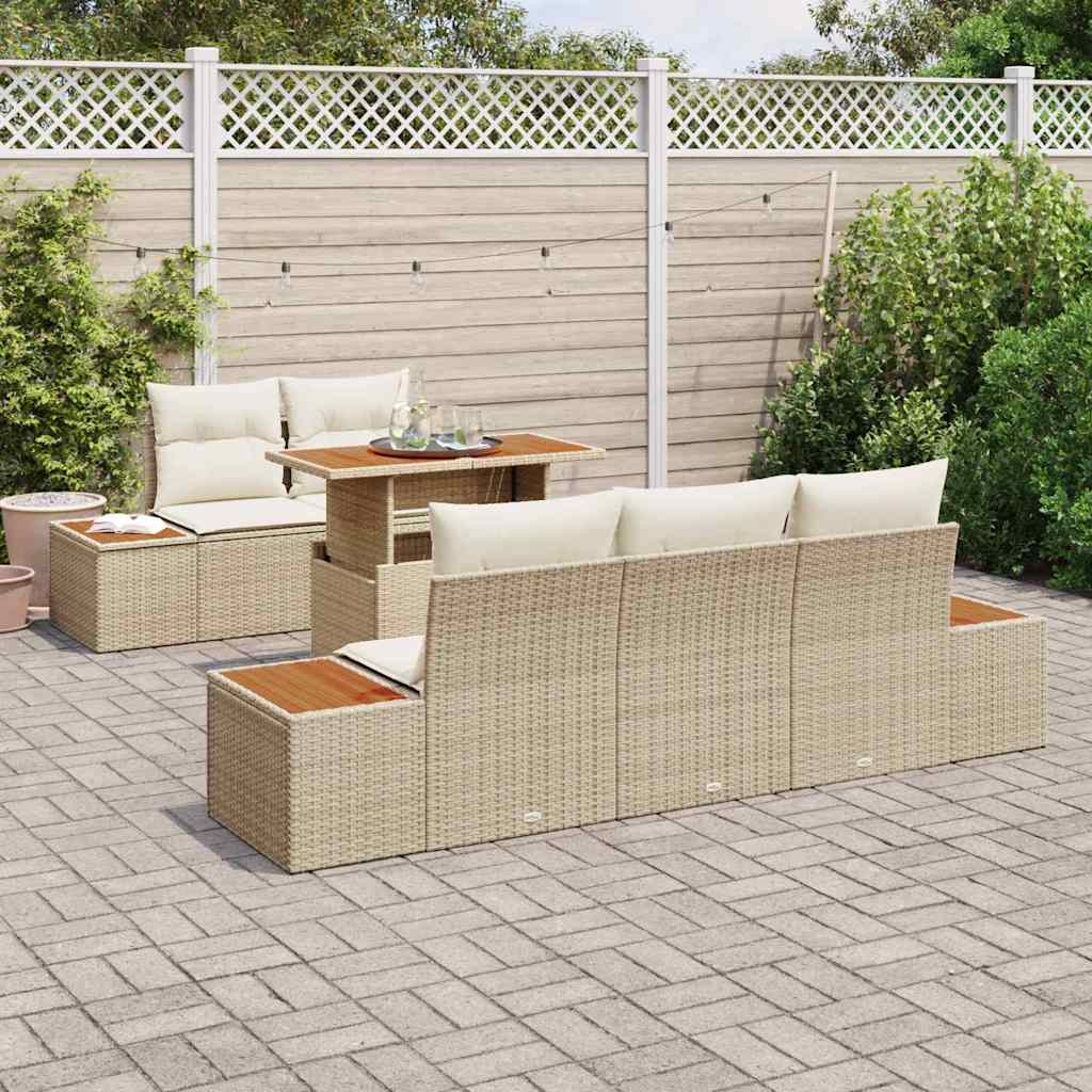 Garten-Sofa-Set 6 stk. Beige Poly Rattan