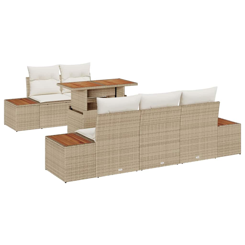 Garten-Sofa-Set 6 stk. Beige Poly Rattan