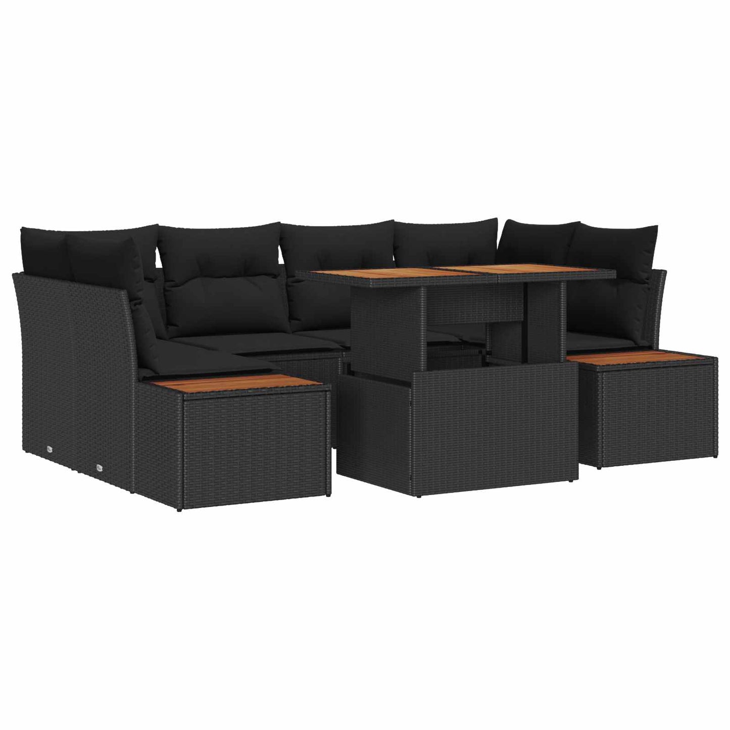 Garten-Sofa-Set 7 stk. Schwarz Poly Rattan