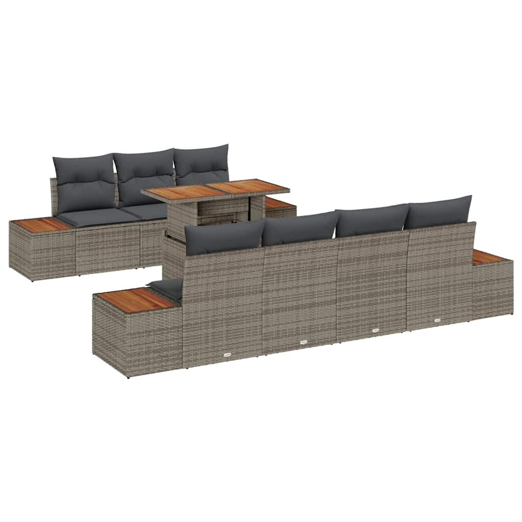 Garten-Sofa-Set 8 Stk. Grau Poly Rattan