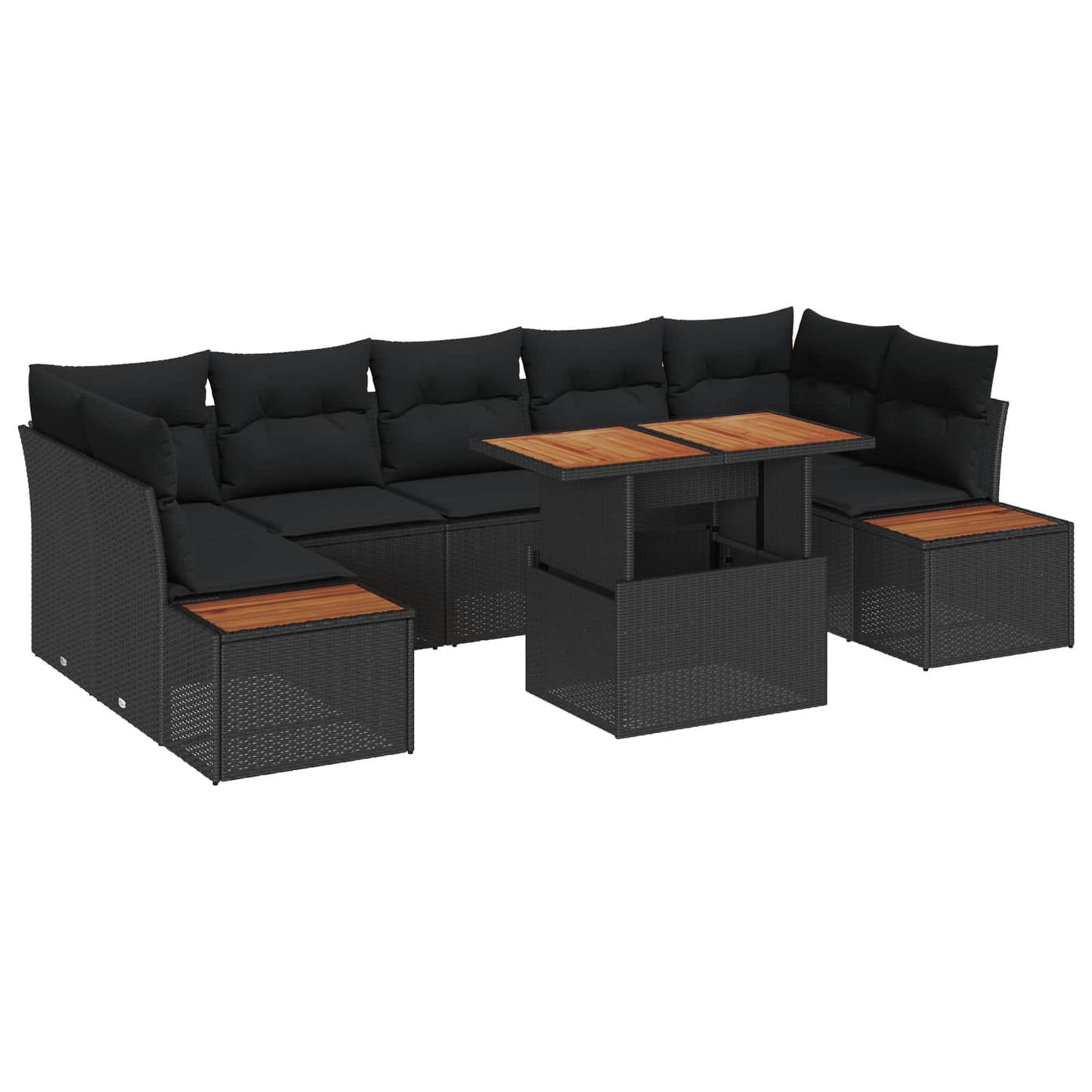 Garten-Sofa-Set 8 stk. Schwarz Poly Rattan