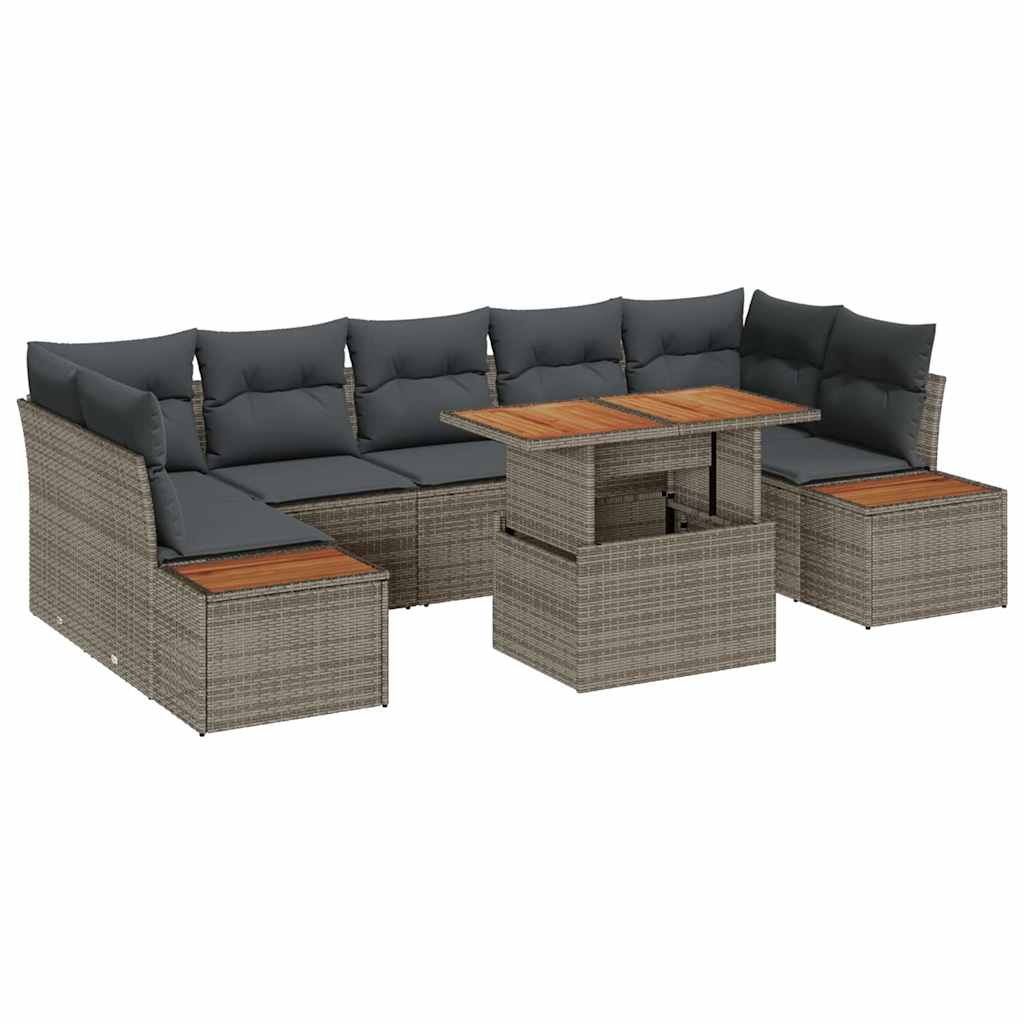 Garten-Sofa-Set 8 stk. Grau Poly Rattan