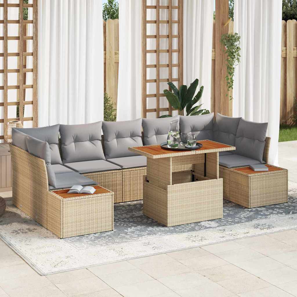 Garten-Sofa-Set 8 stk. Beige Poly Rattan