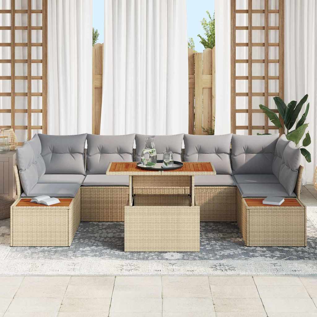 Garten-Sofa-Set 8 stk. Beige Poly Rattan