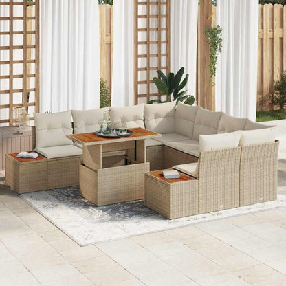 Garten-Sofa-Set 9 stk. Beige Poly Rattan