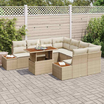 Garten-Sofa-Set 9 stk. Beige Poly Rattan