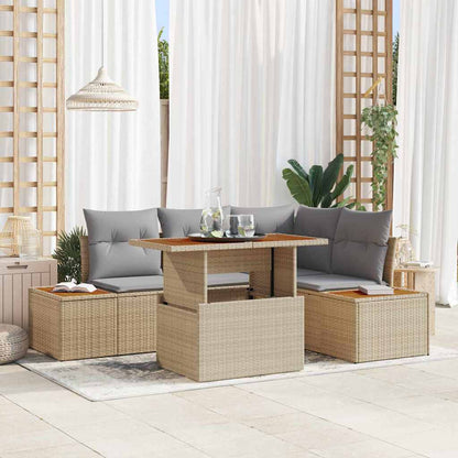 Garten-Sofa-Set 5 stk. Beige Poly Rattan