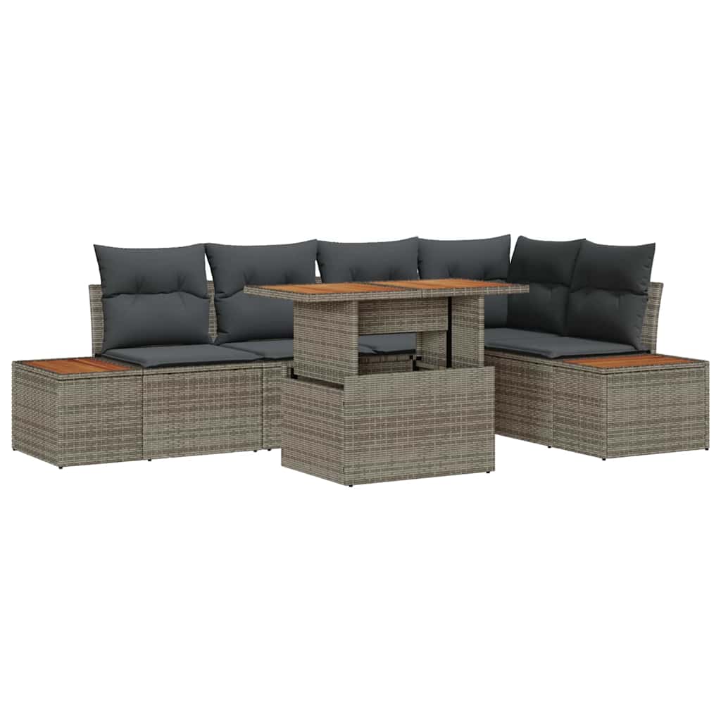 Garten-Sofa-Set 6 stk. Grau Poly Rattan