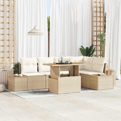 Garten-Sofa-Set 6 stk. Beige Poly Rattan