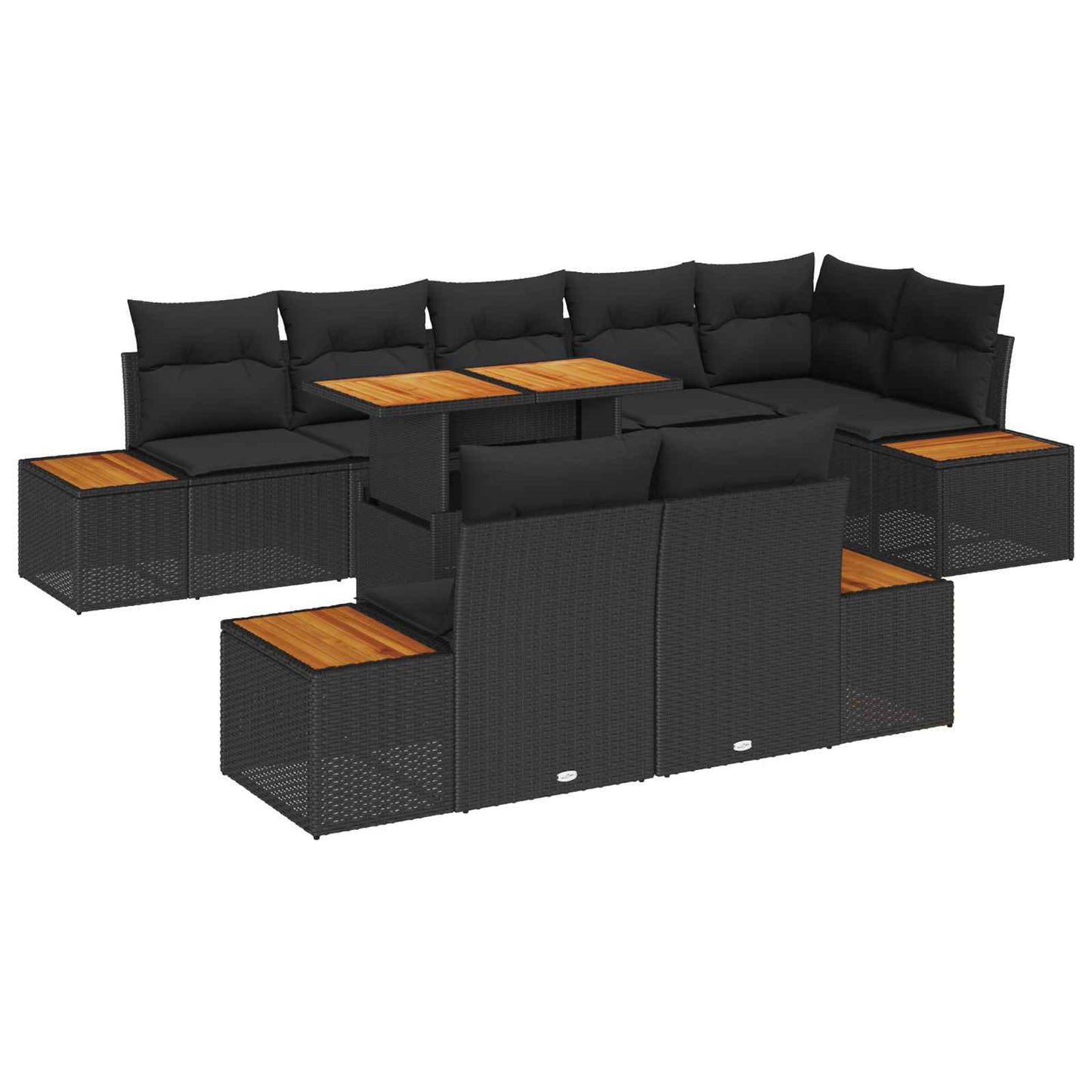 Garten-Sofa-Set 9 stk. Schwarz Poly Rattan