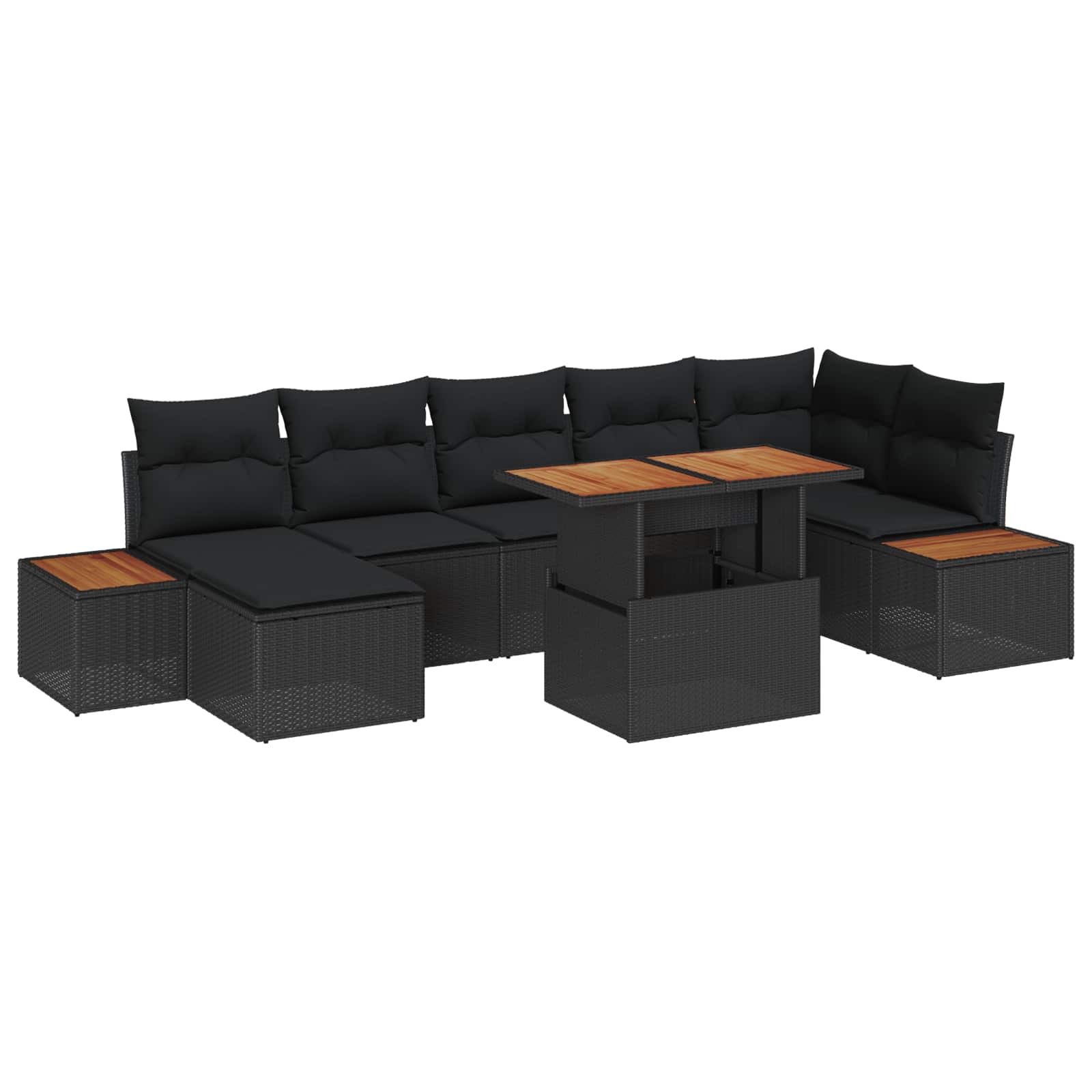 Garten-Sofa-Set 8 stk. Schwarz Poly Rattan