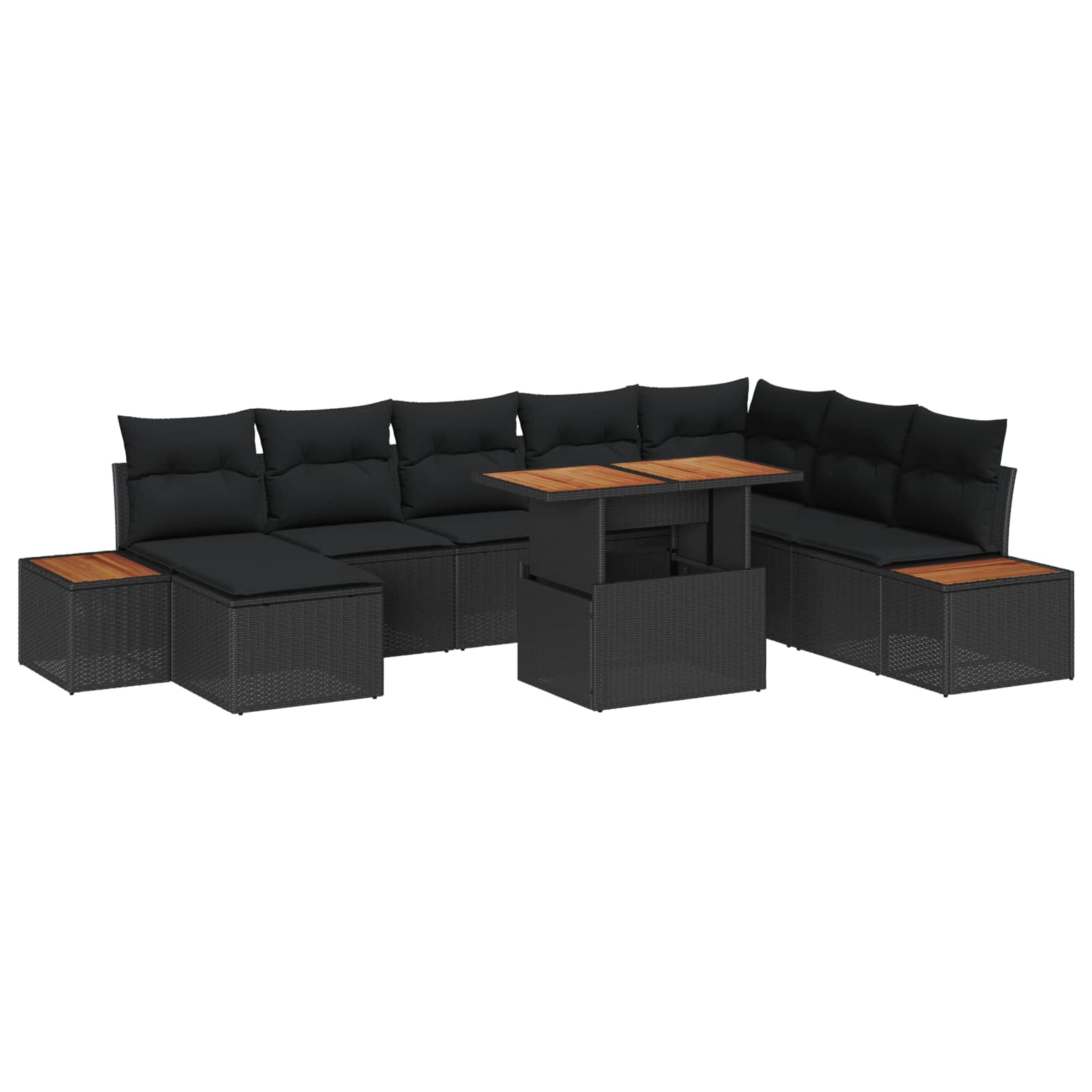 Garten-Sofa-Set 9 stk. Schwarz Poly Rattan