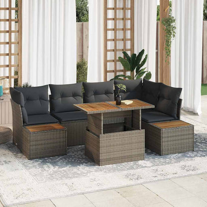 Garten-Sofa-Set 10 stk. Grau Poly Rattan