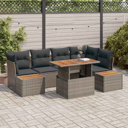 Garten-Sofa-Set 10 stk. Grau Poly Rattan