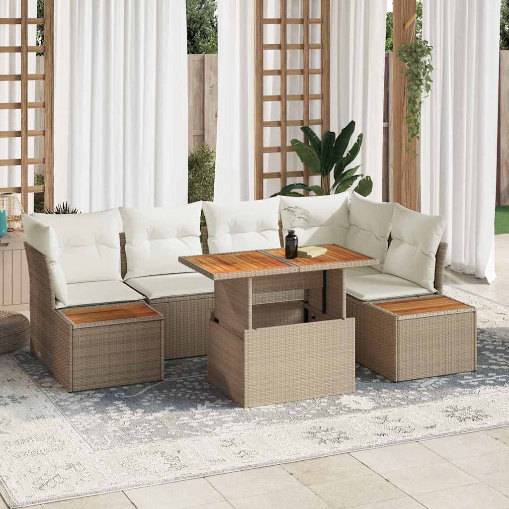 Garten-Sofa-Set 10 stk. Beige Poly Rattan