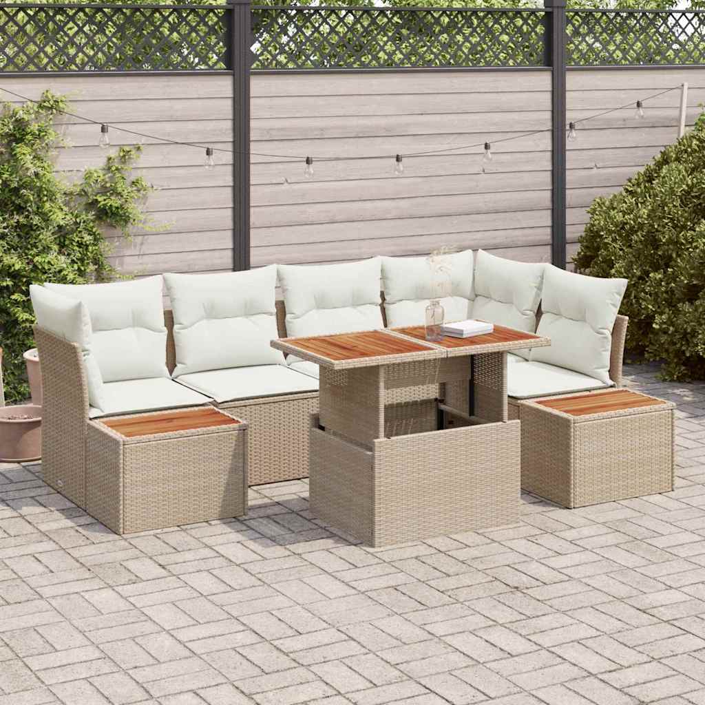 Garten-Sofa-Set 10 stk. Beige Poly Rattan