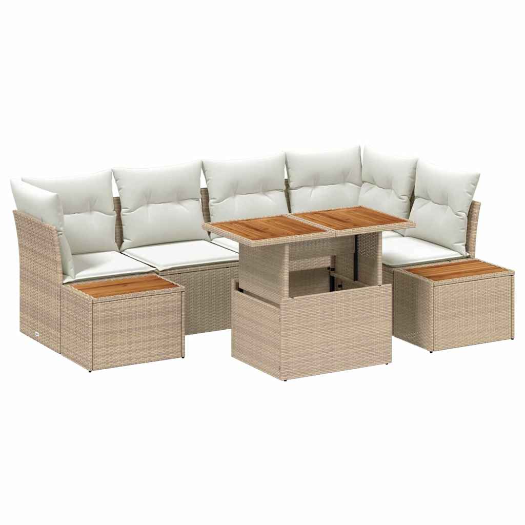 Garten-Sofa-Set 10 stk. Beige Poly Rattan
