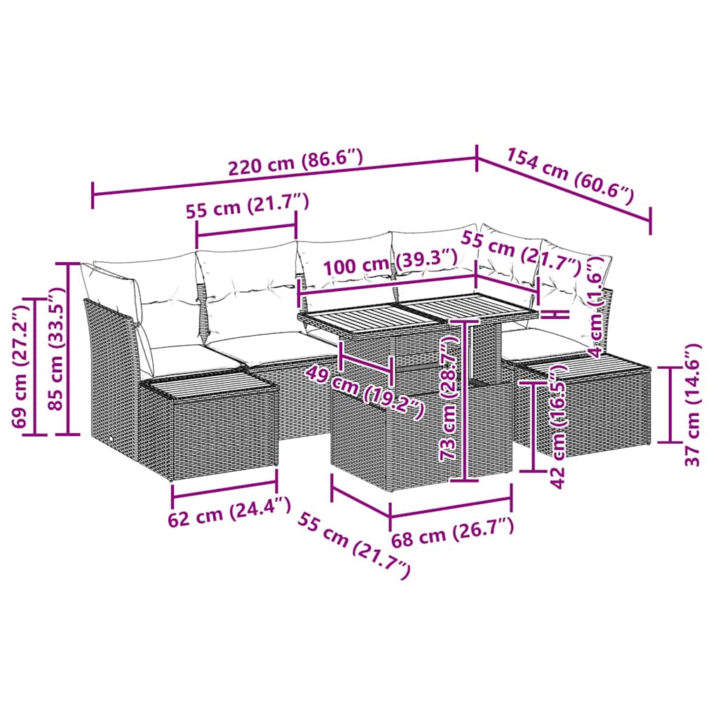Garten-Sofa-Set 10 stk. Beige Poly Rattan